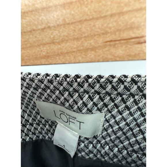 Ann Taylor LOFT Skirt Women 4 Black White Polyester Blend Side Zip Mini - Picture 5 of 8